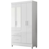 Guarda Roupa Solteiro Madri 4P Espelho 110 cm Branco Flex Moval