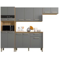 Cozinha Com Balcao Versalhes 251 cm Freijo Gris KTP