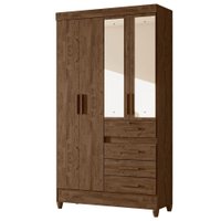 Guarda Roupa Solteiro Sobral 4P Espelho 110 cm Castanho Wood Moval
