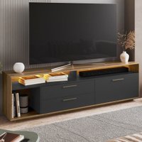 Rack para TV Até 75 Polegadas Reims 1 Porta 2 Gavetas com Led Grafite - Art In Móveis