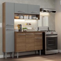 Armário de Cozinha Compacta 137 cm Rustic/Cinza Emilly Madesa 011
