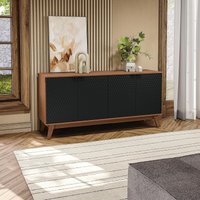 Aparador Kappesberg 4 Portas 3D Canela/Preto 180cm