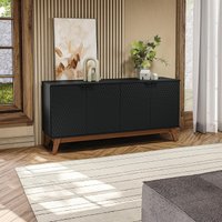 Aparador Kappesberg 4 Portas 3D Preto Fosco 180cm