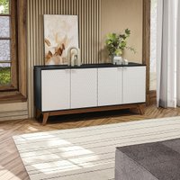 Aparador Kappesberg 4 Portas 3D Preto Fosco/Branco 180cm