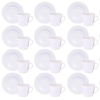 Jogo 12 Xícaras de Chá com Pires 185ml Tramontina Vibrare Porcelana Café Hotel Padaria