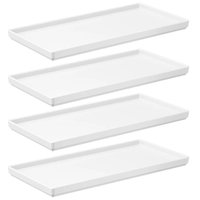 Kit 4 Pratos Retangulares Branco Servir Petiscos 27x13cm Comidas Japonesa Bandejas Decorativa Uno