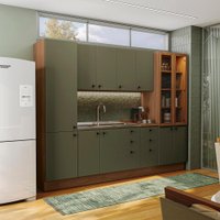 Cozinha Modulada Pixel Kappesberg 100% MDP Canela/Verde Frevo 280cm