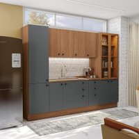 Cozinha Modulada Pixel Kappesberg 100% MDP Canela/Cinza Sagrado/Canela 280cm