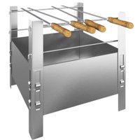 Churrasqueira Compacta Desmontável em Aço Galvanizado com 4 Espetos Qualinox Portátil Camping Lazer