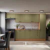 Cozinha Modulada Pixel Kappesberg 100% MDP Canela/Verde Frevo 330cm