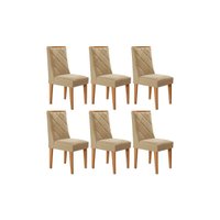 Kit 6 Cadeiras Sala Jantar Pietá 6 Un Naturalle/Linho Bege Turim - Rufato
