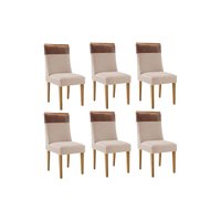 Kit 6 Cadeiras Sala Jantar Jaspe 6 Un Madeira Capuccino/Suede Creme/Corano Capuccino - Rufato