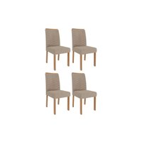 Kit 4 Cadeiras Sala Jantar Clarice Wood 4 Un Carvalho/Linho Bege - Cimol