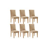 Kit 6 Cadeiras Sala Jantar Maldivas 6 Un Naturalle/Linho Bege Turim - Rufato