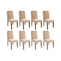 Kit 8 Cadeiras Sala Jantar Paola Wood 8 Un Carvalho/Suede Nude Bege - Cimol