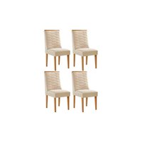 Kit 4 Cadeiras de Cozinha Maldivas 4 Un Naturalle/Suede Creme - Rufato