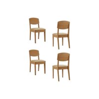 Kit 4 Cadeiras Sala Jantar Havana 4 Un Naturalle/Suede Creme - Rufato