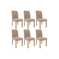 Kit 6 Cadeiras de Cozinha Juliana Wood 6 Un Carvalho/Suede Nude Bege - Cimol
