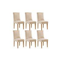 Kit 6 Cadeiras Sala Jantar Maldivas 6 Un Naturalle/Suede Creme - Rufato