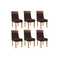 Kit 6 Cadeiras Sala Jantar Jaspe 6 Un Naturalle/Suede Marrom/Corano Capuccino - Rufato