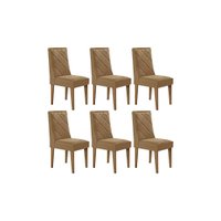 Kit 6 Cadeiras Sala Jantar Pietá 6 Un Madeira Capuccino/Linho Bege Turim - Rufato