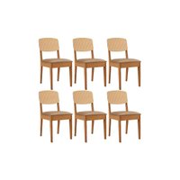 Kit 6 Cadeiras Sala Jantar Havana Premium 6 Un Naturalle/Linho Bege Turim - Rufato
