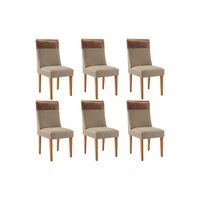 Kit 6 Cadeiras Sala Jantar Jaspe 6 Un Naturalle/Linho Bege Turim/Corano Capuccino - Rufato