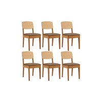 Kit 6 Cadeiras Sala Jantar Havana Premium 6 Un Naturalle/Suede Capuccino - Rufato