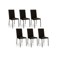 Kit 6 Cadeiras de Cozinha Amsterdã C091PRF Aço 6 Un Preto Fosco/Corano Preto 110 - Kappesberg