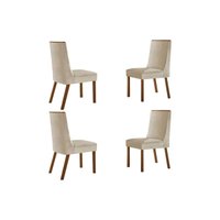 Kit 4 Cadeiras Sala Jantar Dakota 4 Un Naturalle/Suede Creme - Rufato