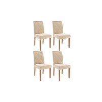 Kit 4 Cadeiras Sala Jantar Fernanda Wood 4 Un Carvalho/Suede Nude Bege - Cimol