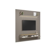 Estante p/ Sala até 100 Pol Modular 3.0 Ripado c/ 3 Porta. 1 Prat. 2.97x2,50cm Tauari/Gris Fosco - Linea Brasil