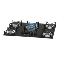 Cooktop 5 Bocas Tripla Chama com Vidro Preto - Fischer
