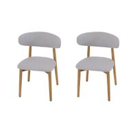 Conjunto 2 Cadeiras Estofada Linho Para Jantar Cozinha Frida Cinza Madeira Mel Maciça