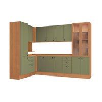 Cozinha Modulada Pixel Kappesberg 100% MDP Canela/Verde Frevo 456cm
