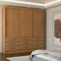 Guarda-Roupa Casal Nauru 3 Portas 9 Gavetas Cinamomo - Panorama Móveis