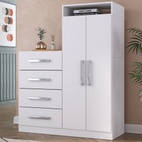 Cômoda Paris 2 Portas 4 Gavetas Branco - Pm