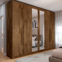 Guarda-Roupa Casal Madalena 6 Portas 4 Gavetas 100% Mdf com Espelho Brauna - Pm