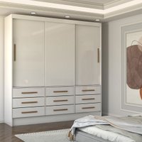 Guarda-Roupa Casal Nauru 3 Portas 9 Gavetas Branco - Panorama Móveis