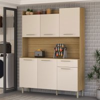 Armário de Cozinha com Balcão Cataguera 6 Portas 1 Gaveta Freijó/Soft - Panorama Móveis