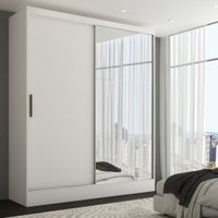 Guarda-Roupa Solteiro Istambul 2 Portas 2 Gavetas com Espelho Branco - Pm