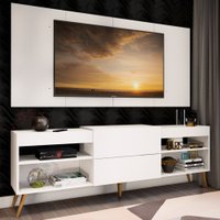 Rack com Painel para TV Até 60 Polegadas Milão 1 Porta 2 Prateleiras Branco - Pm