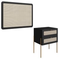 Cabeceira Solteiro e Mesa Cabeceira Palinha 28976 Nero Dourado Artesano