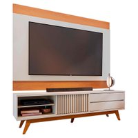 Rack Veneza e Painel Nilo Tv 75 Pol 200 cm Off White Matte Freijo Colibri