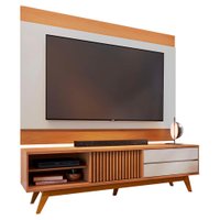 Rack Veneza e Painel Nilo Tv 75 Pol 200 cm Freijo Off White Matte Colibri