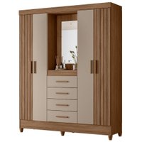 Guarda Roupa Casal Capela 4P 165 cm Atenas Carvalho Fendi Moval
