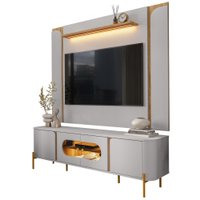 Painel Maresias E Rack Juquehy Tv 75 Pol 180 cm Off White Cinamomo BECHARA