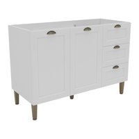 Balcão Cozinha Americana para Pia 120cm 2 Portas 3 Gavetas sem Tampo Multimóveis CR20486 Branco