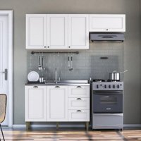 Armário de Cozinha Americana Modulada 190cm com Balcão para Pia Multimóveis CR20493 Branco
