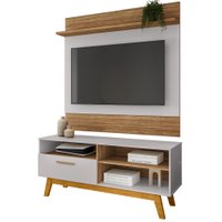 Painel Guaruja E Rack Paladio Tv 55 Pol 136 cm Cinamomo Off White BECHARA